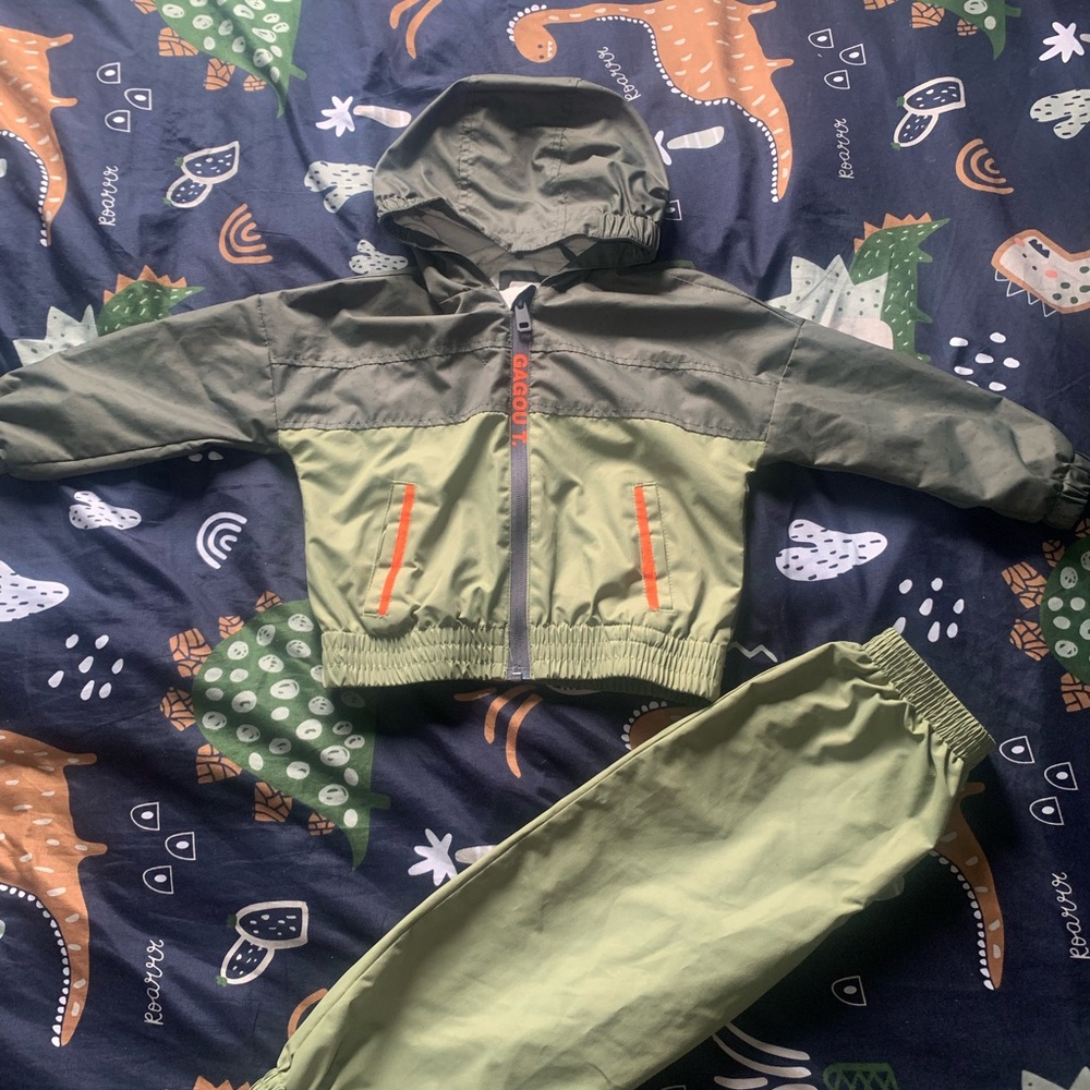Kids' Green and Olive Hooded Tracksuit